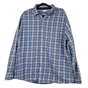 Carbon2cobalt XL Mens Recycled Cotton‎ Flannel Long Sleeve Button Up Shirt Blue